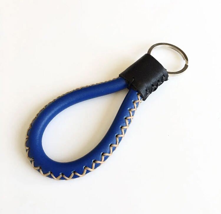 * free shipping * new goods original leather key holder hand made leather key holder key ring key hook cow leather blue blue 
