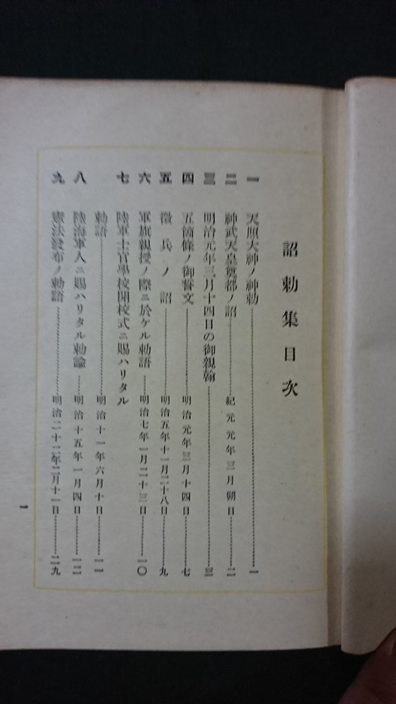 ｖ＃　戦前書籍　詔勅集　陸軍兵器本部幹部候補生隊　発行年不明　紐綴じ　和本　古書/I06_画像2