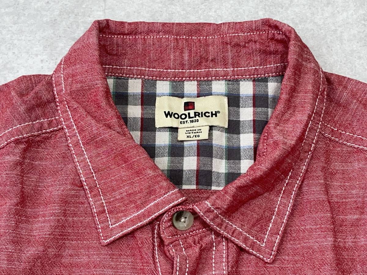 ☆送料無料☆ WOOLRICH ウールリッチ USA直輸入 古着 半袖 ダブルフラップポケット シャツ メンズ XL レッド トップス 中古 即決_画像4