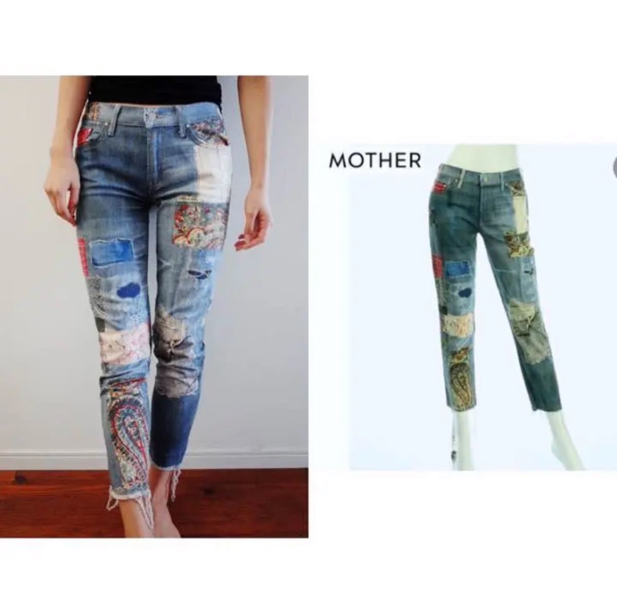完売品 美品 MOTHER クラッシュ パッチワーク 転写プリント 完売品 美品 MOTHER クラッシュ パッチワーク 転写プリント