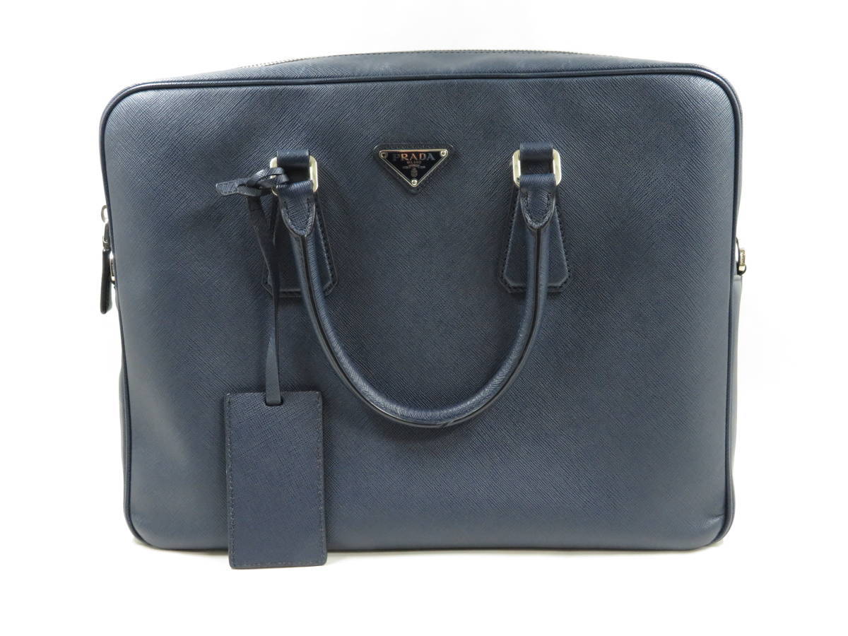 (n009)PRADA プラダ メンズ VA0891 9Z2 ブリーフケース ビジネスバッグ SAFFIANO TRAVEL 2WAY ネイビー(BALTICO) 正規品 牛革_画像2