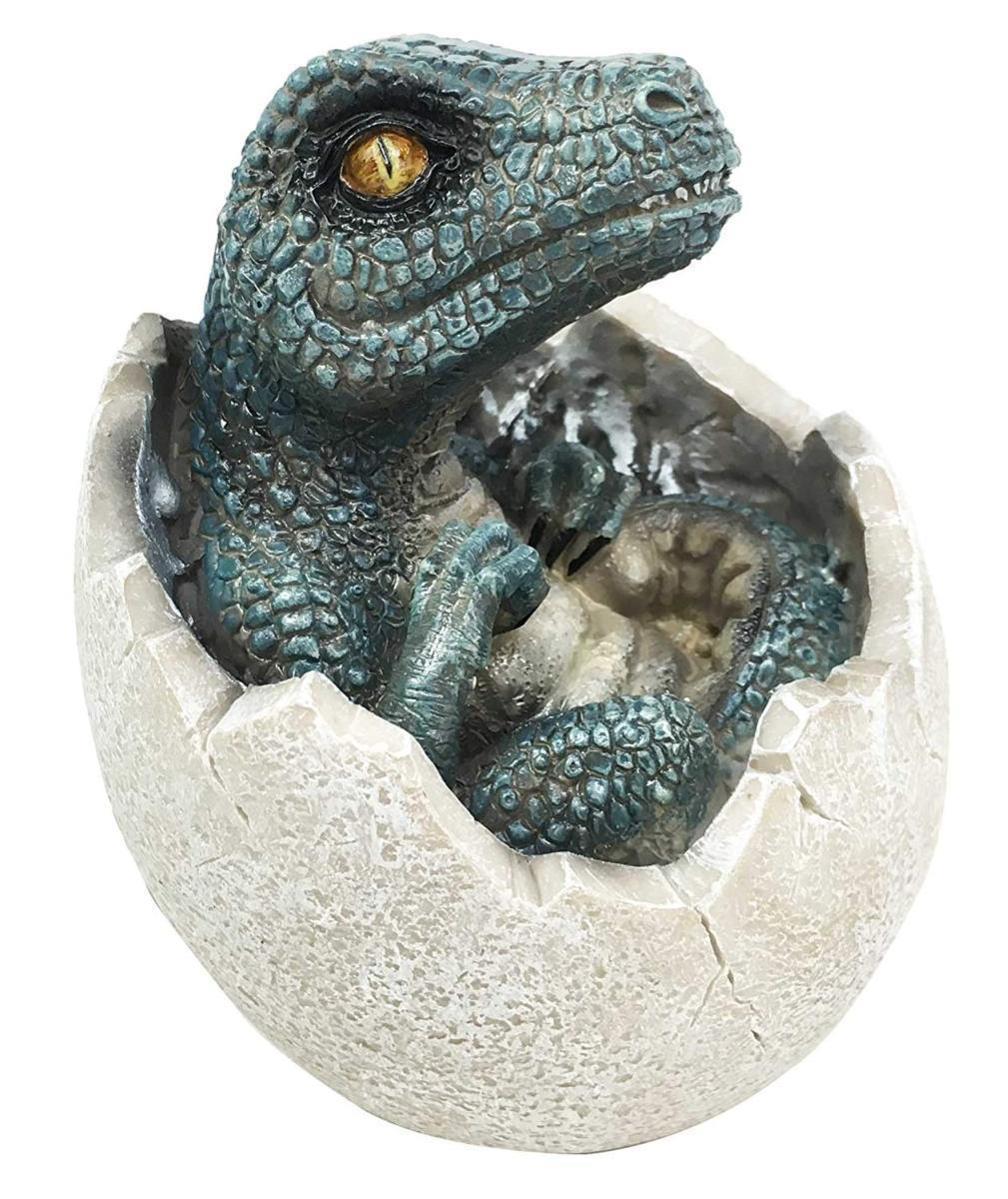 ジュラ紀時代 捕食者 ヴェロキラプトルの卵 恐竜置物 孵化した、卵が割れ恐竜の赤ちゃん 彫像 先史時代の動物 化石（輸入品）