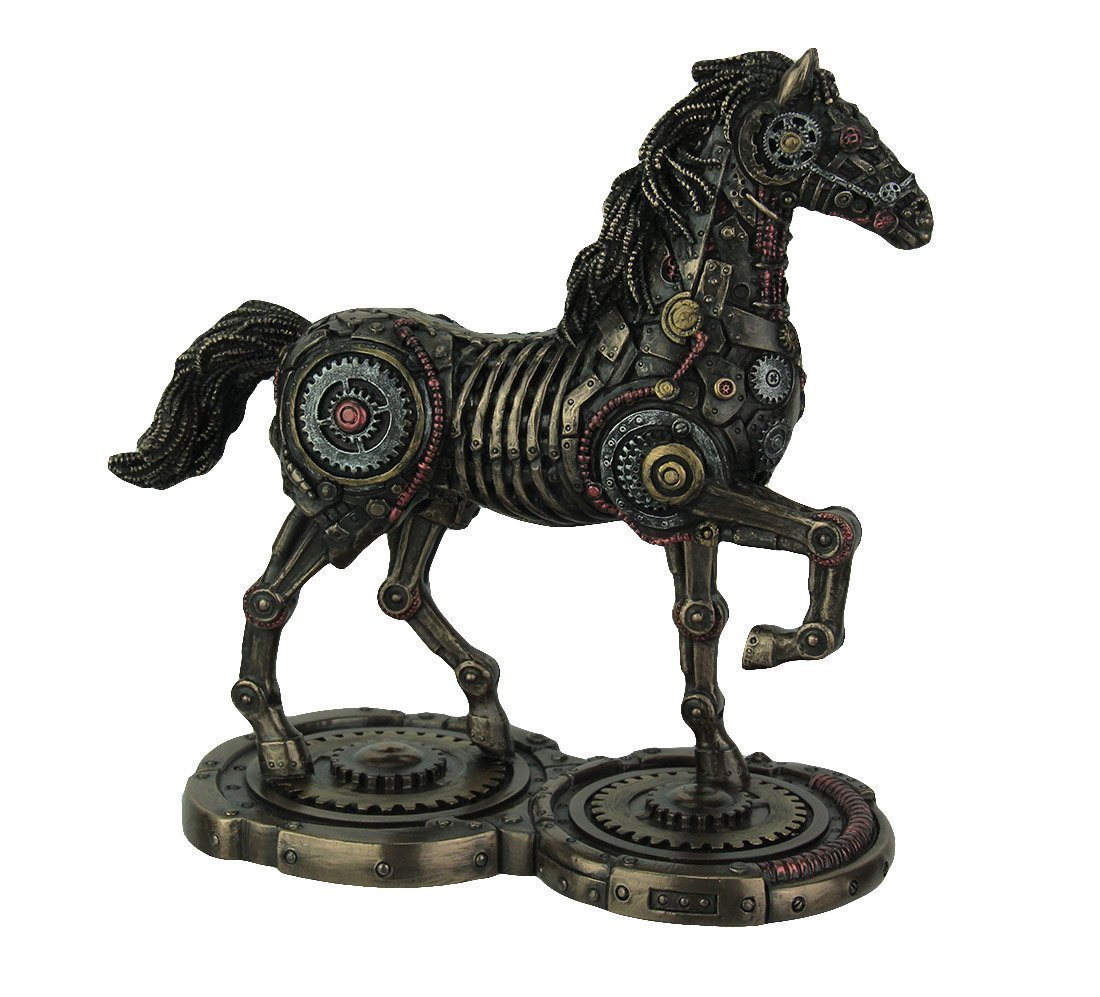 スチームパンク風　ギア機械式歩く馬（ホース）置物彫像 彫刻 高さ 約23ｃｍ/ 産業革命（輸入品）