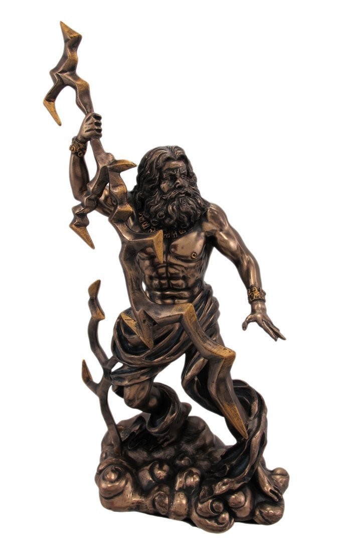ブロンズ仕上げ 雷を持ったゼウス像 ギリシャ神話 彫像/ オリンポス12神 全能神 アテネ（輸入品