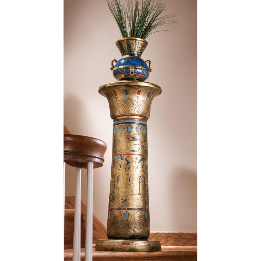 古代エジプト 王の黄金台座彫刻柱彫像/ エスニックカフェ パブ 貴賓室 ゲストハウス（輸入品