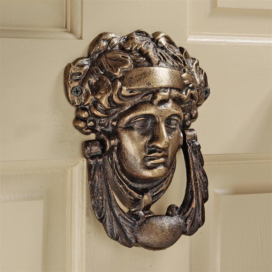 アテナ、芸術と文学の女神 鋳鉄ドア・ノッカー彫像、壁装飾 彫刻、玄関扉 ドアベル（輸入品）