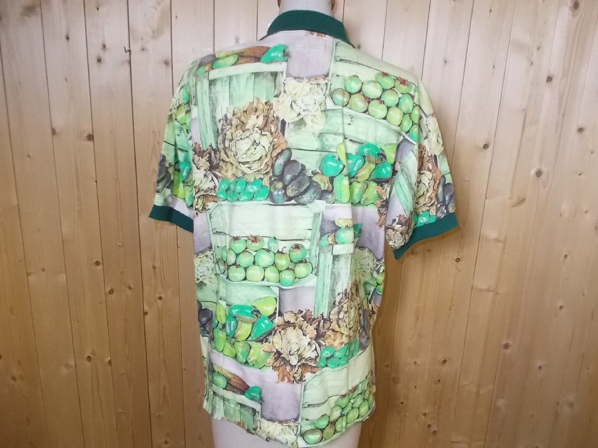 e442*mise all green polo-shirt * mistake all green polo-shirt with short sleeves size Ⅳ have been cleaned old clothes vegetable pattern total pattern .. packet shipping 4G