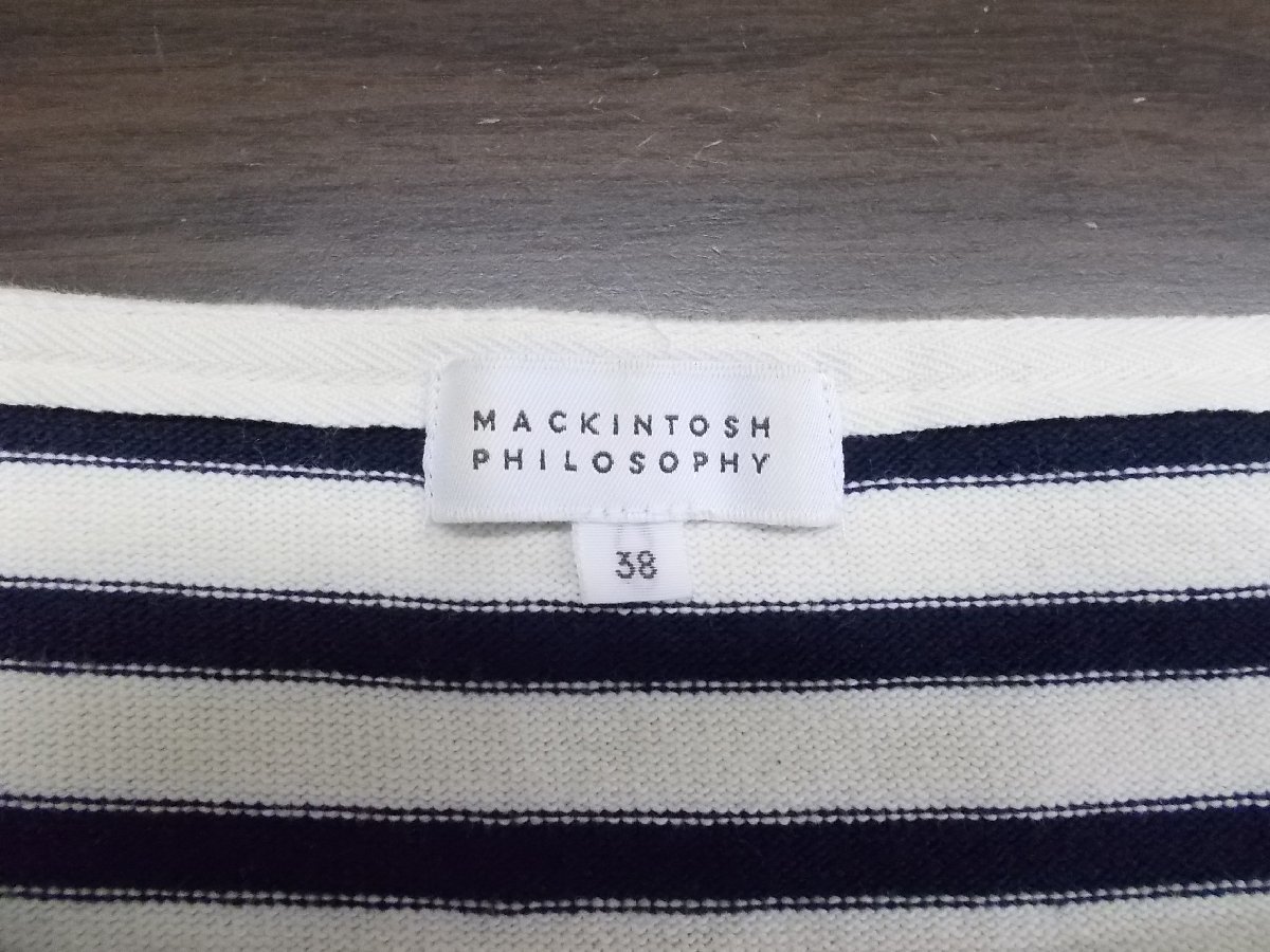 e679◆MACKINTOSH PHILOSOPHY ボーダーワンピース◆サイズ38 マッキントッシュ フィロソフィー ワンピ 三陽商会製 コットン素材 4C_画像5