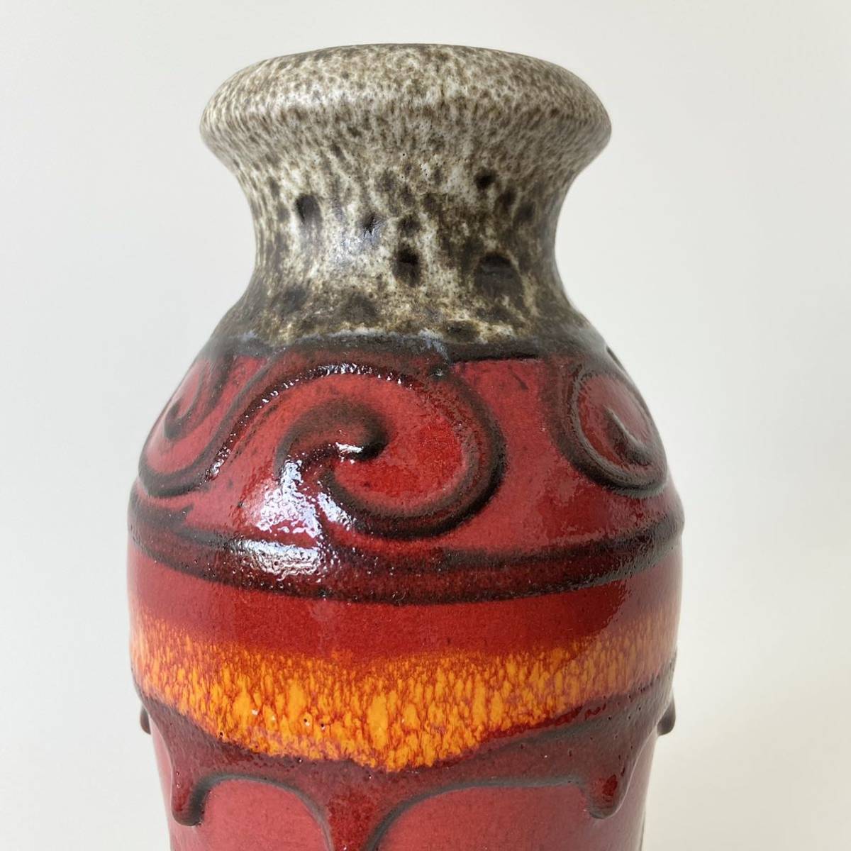 запад Германия производства 1960-70 годы Scheurich Fat Lavafa тигр ba Mid-century Vintage ваза ваза для цветов произведение искусства Jug один колесо ..#24