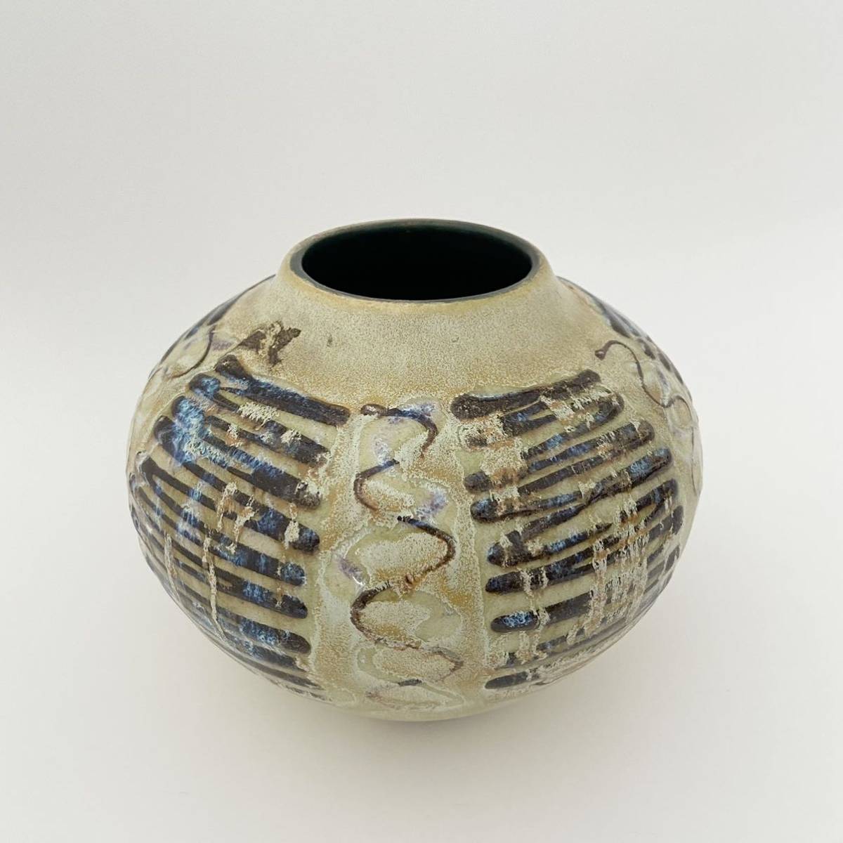  запад Германия производства 1970 годы Jasba Fat Lavafa тигр ba Mid-century Vintage ваза ваза для цветов произведение искусства один колесо ..#44