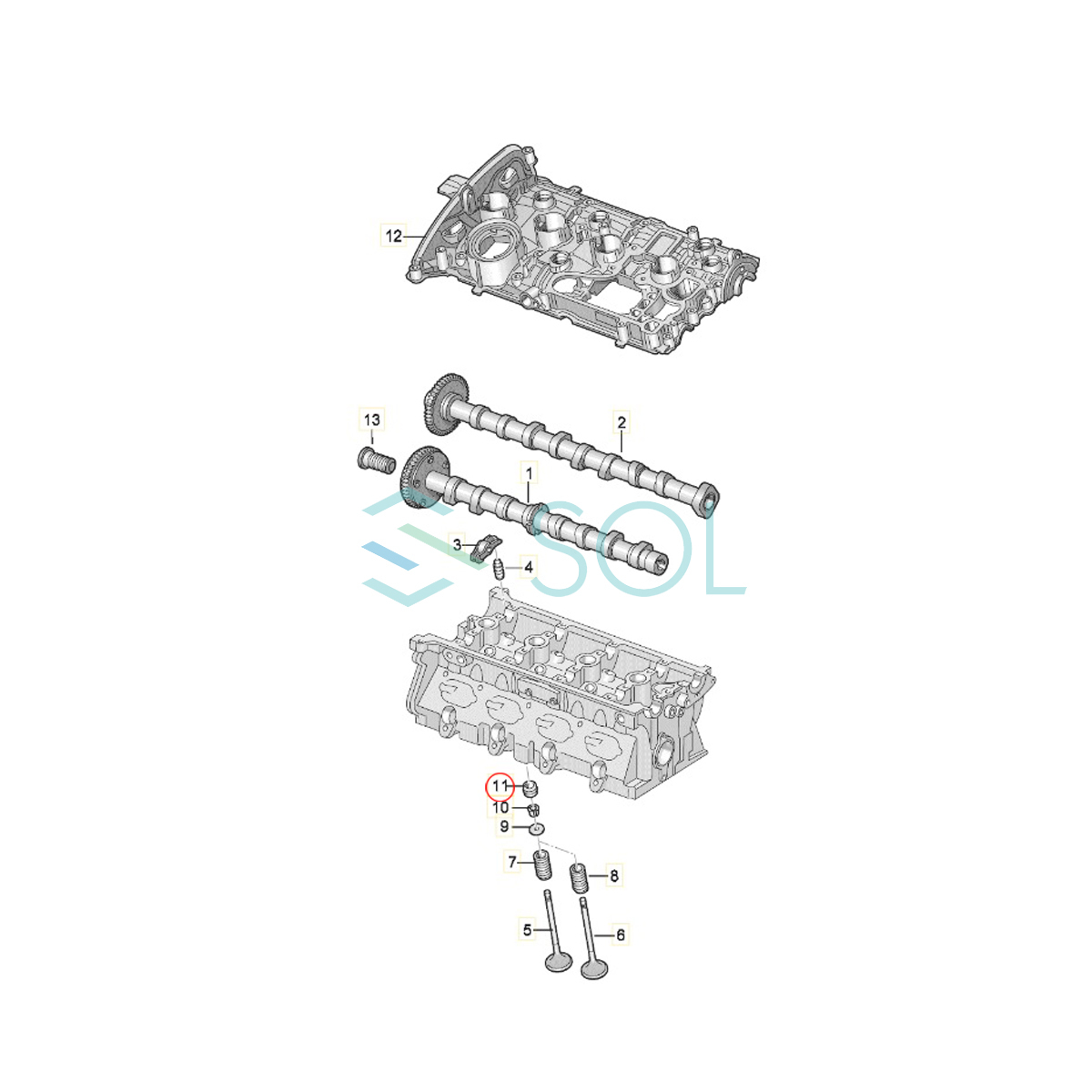 VW ビートル(5C1 5C2) ボーラ(1J2) イオス(1F7 1F8) ゴルフ4(1J1) ゴルフ5(1K1) ゴルフ6(AJ5) バルブステムシール 16点セット 036109675A_画像2