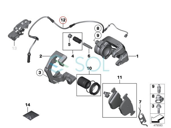 BMW F01 F02 リア ブレーキパッドセンサー 740i 740Li 750i 750Li 34356775858 出荷締切18時_画像2