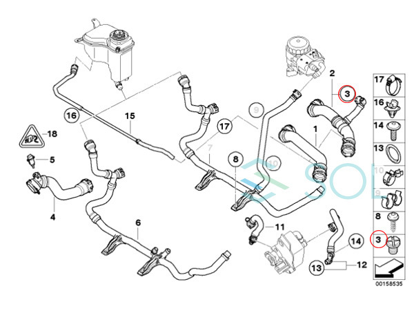 BMW E36 E46 E90 E91 E92 E93 E39 ウォーターホース エア抜きボルト 318i 320i 323i 325i 328i 330i M3 525i 528i 530i 540i_画像3