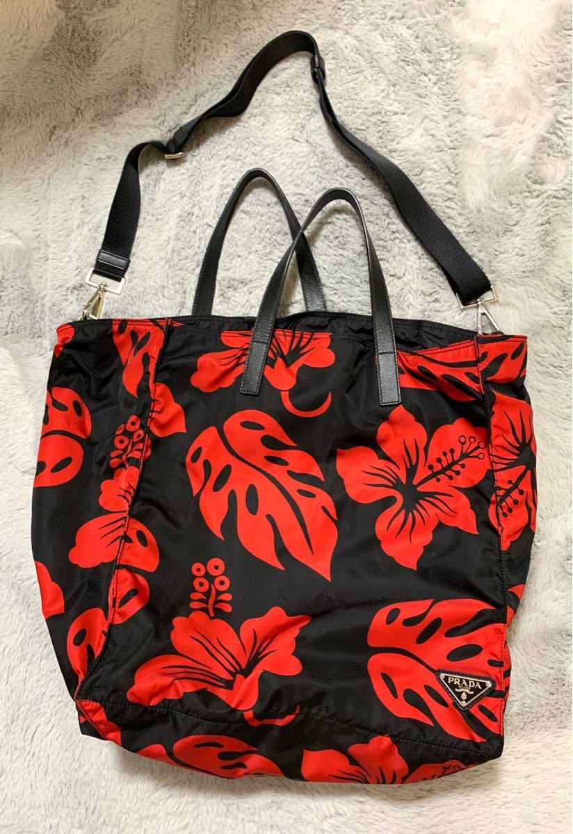 4年保証』 PRADA プラダ ナイロン ベロア 80's レザー 皮 トートバッグ