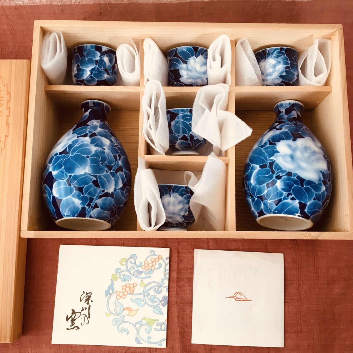 深川製磁 酒器揃 古代バラ 古代薔薇 有田焼-