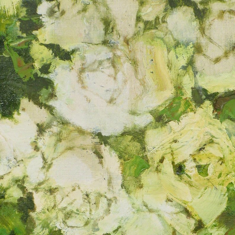斎藤三郎　「白い薔薇」　額装１０号　セニョリータ像ばかりではありません、この華麗にして典雅な白薔薇図を、篤と御覧下さい_画像2