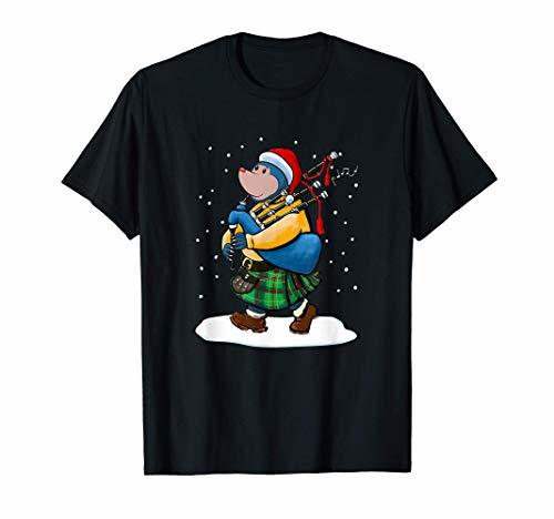 最大63％オフ！ おすすめ特集 クリスマスにバグパイプを演奏するキンタイアのスコットランドのほくろ Tシャツ concito.com concito.com