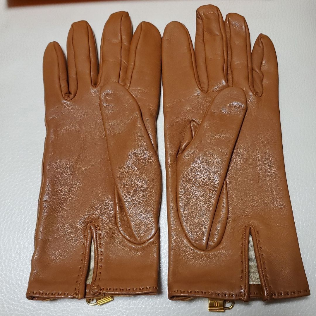 エルメス ラムスキン レザー グローブ カデナチャーム 7 1/2 人気新品