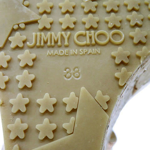 JIMMY CHOO  メタリックレザー クロスベルトコルクサンダル  120mm  EU38 Made In Spain  中古品の画像7