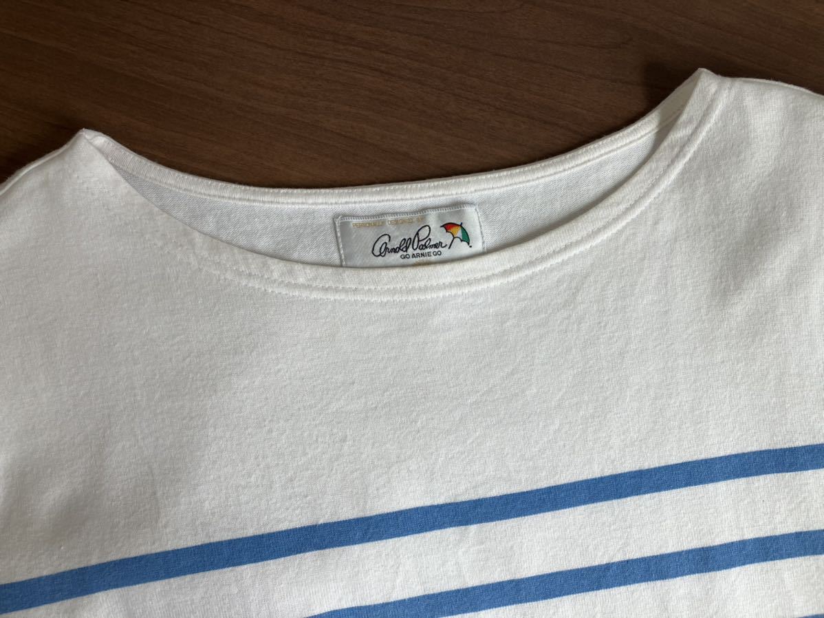 アーノルドパーマー 半袖 Tシャツ M サイズ2 ロゴ 刺繍 白 青 ボーダー ホワイト ブルー tee 送料無料_画像7
