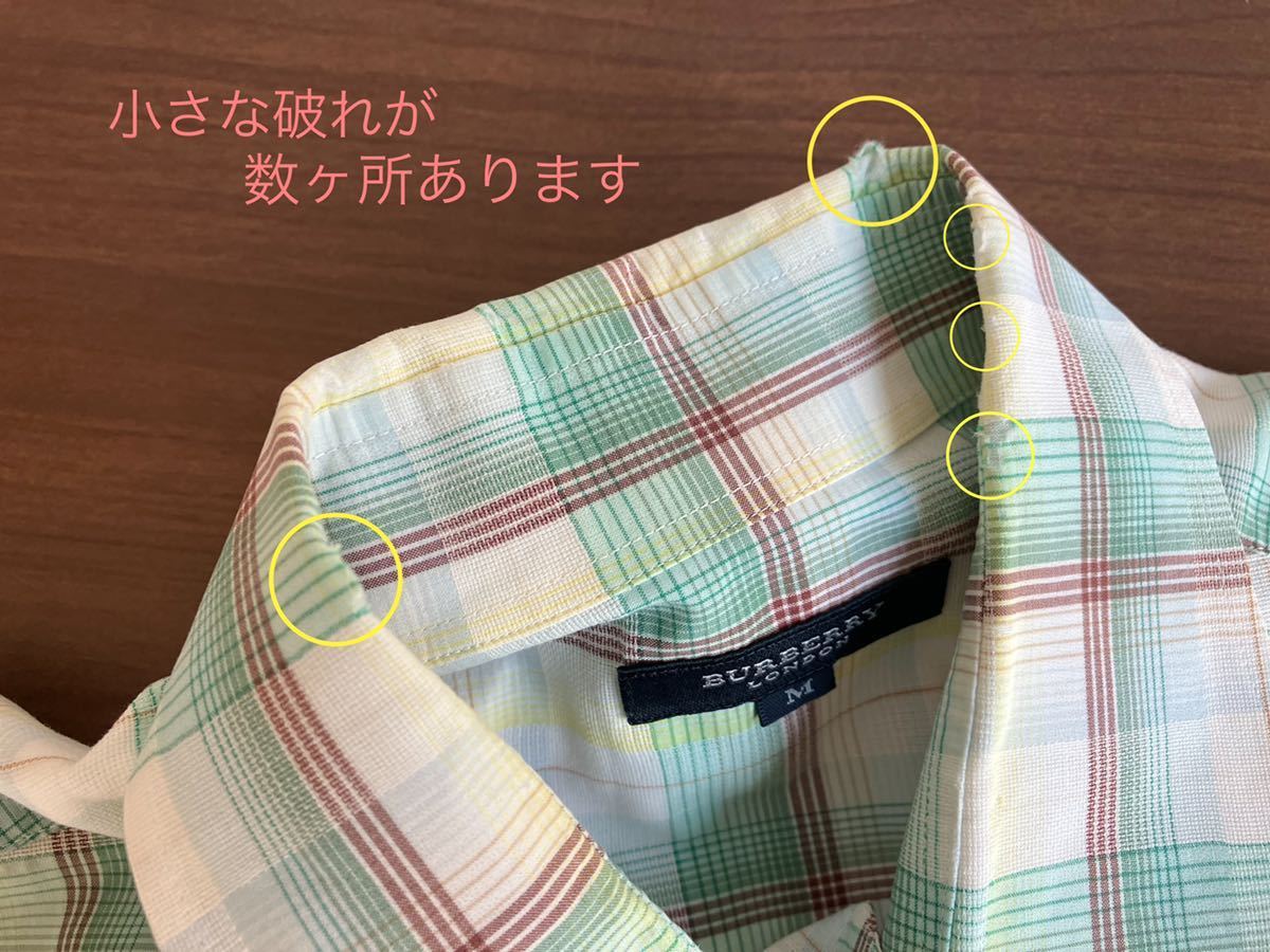 BURBERRY London 半袖 シャツ M ポケット グリーン ブラウン チェック ロゴ 刺繍 トップス バーバリー ロンドン 送料無料_画像9