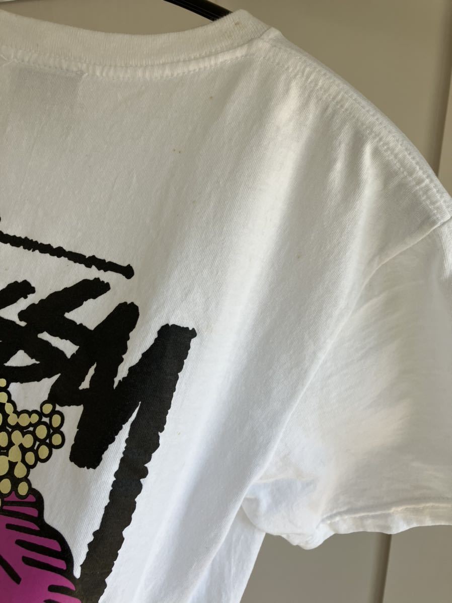 STUSSY ステューシー S 半袖 Tシャツ tee 白 ホワイト プリント トップス 花 ハイビスカス Californiaカリフォルニア 送料無料