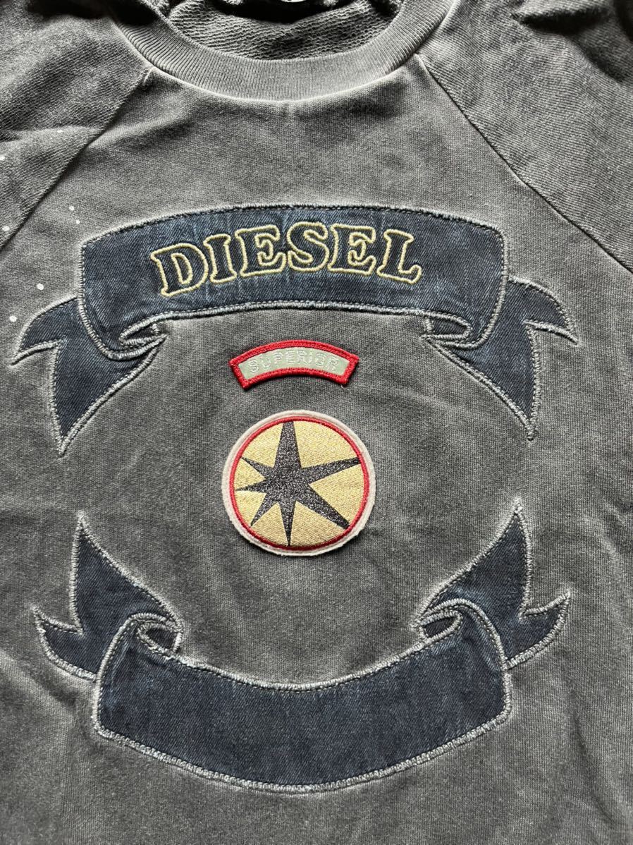 Diesel キッズ 8 130相当 男の子 女の子 ベロア 刺繍ロゴ スウェット トレーナー / ディーゼル ユニセックス トップス_画像3