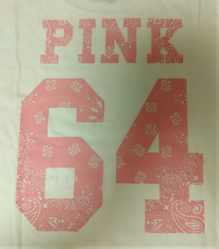 2015 個性的 Superior スペリオール Tシャツ『Pink Panther』丸首 半袖 白 64 ペイズリー柄 前後プリント XL・身幅約58cm※未使用/タグ付き_2015年モデルのデッドストックです