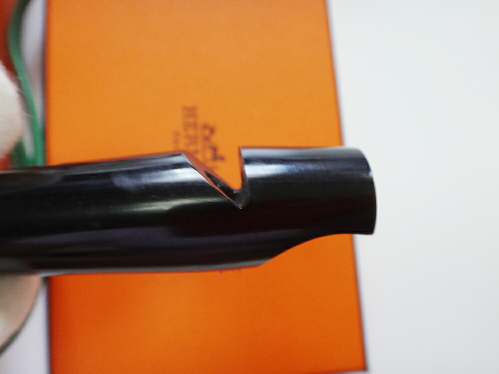 HERMES Hermes pipe whistle dog pipe Buffalo horn leather small articles original leather small brand used h-005