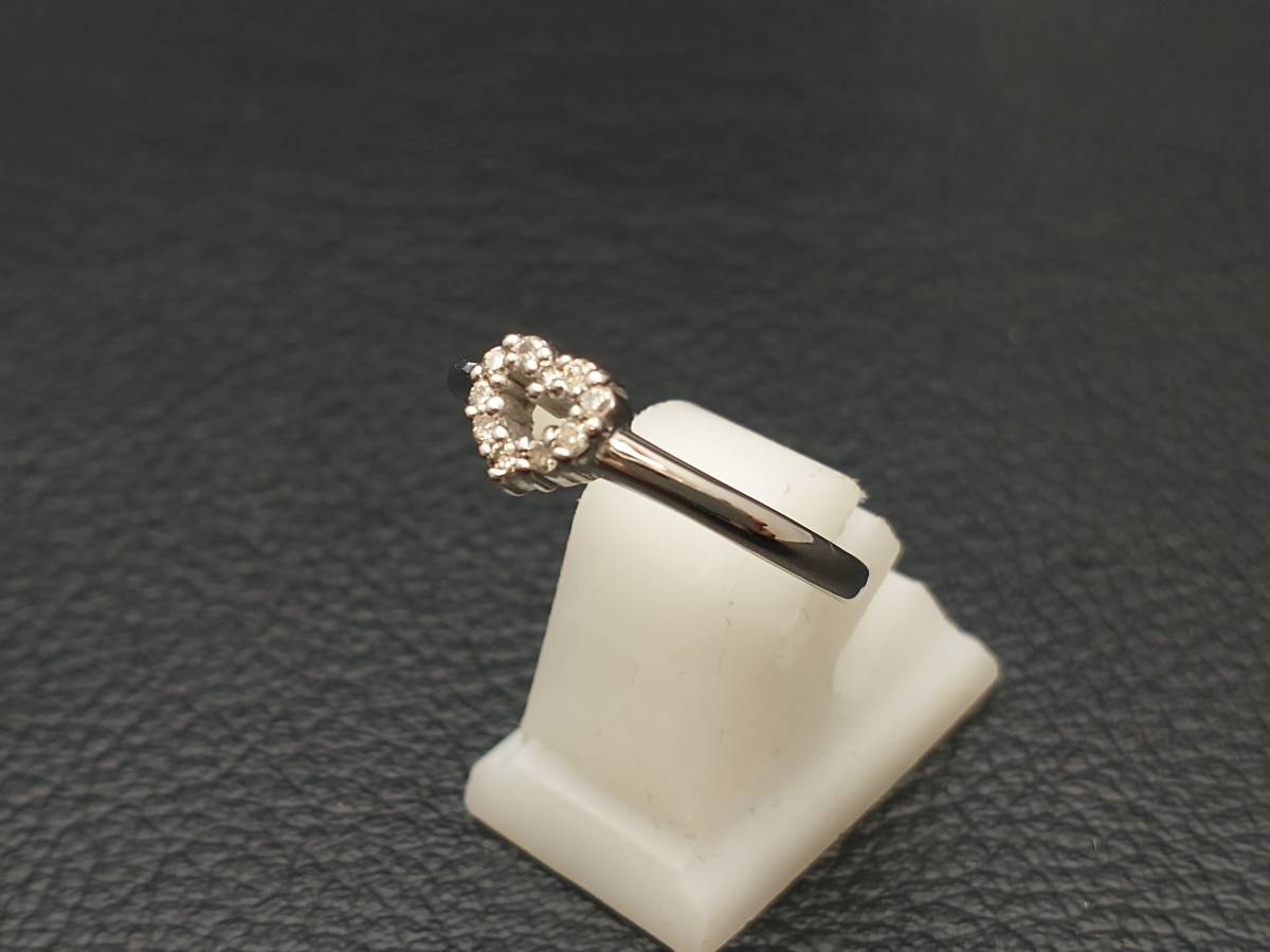 新品仕上済み ハート モチーフ ダイヤ 0.10ct デザイン リング K14 WG 11号 1.7g 金 ホワイト ゴールド 指輪 店舗受取可_画像3