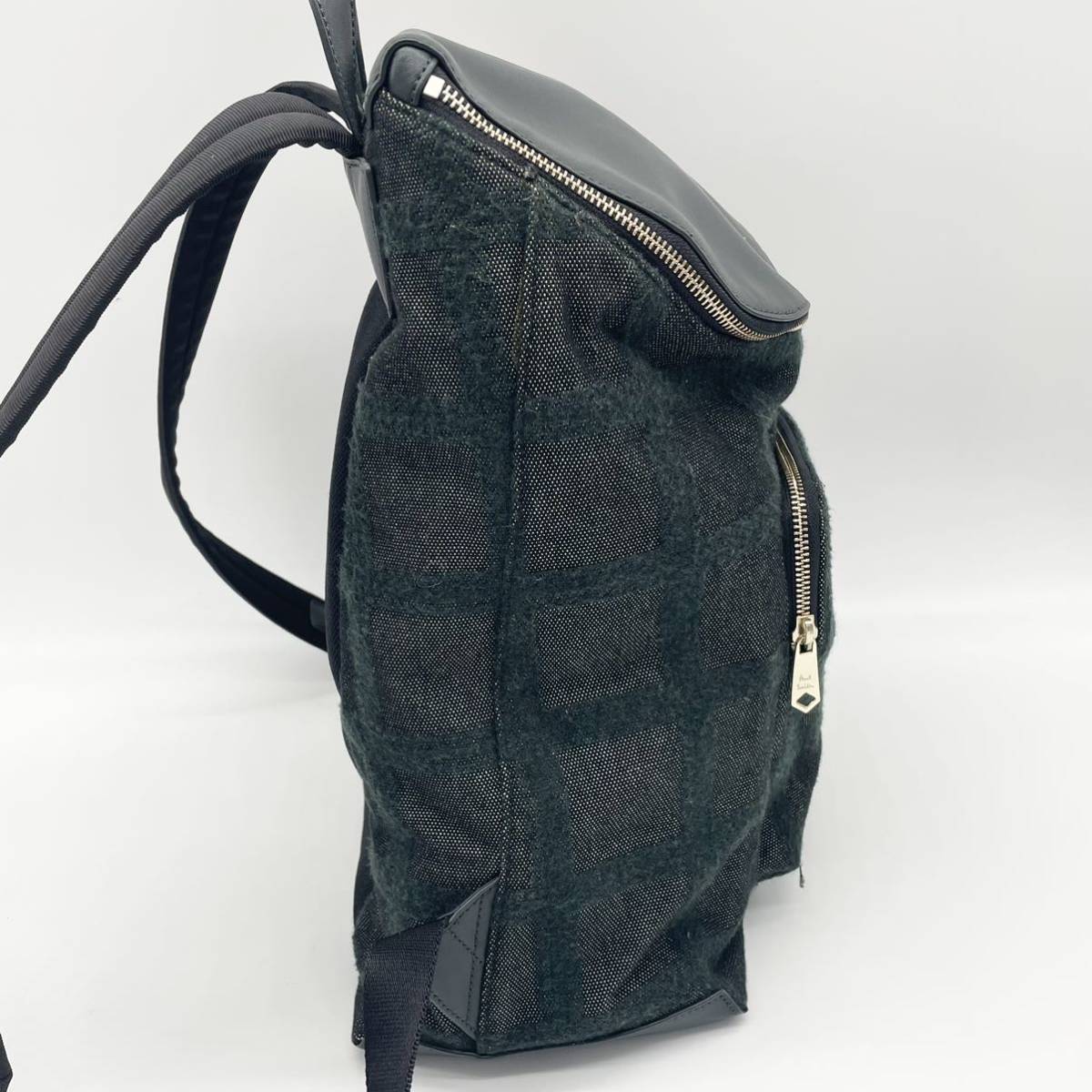 玄関先迄納品 ポールスミス バックバッグ 黒×チェック 新品 レザー