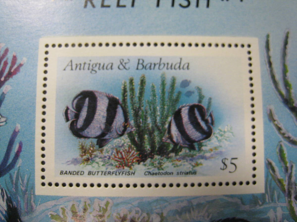 アンティグア・バーブーダ(3) 魚(1種小型シート) MNH_画像2