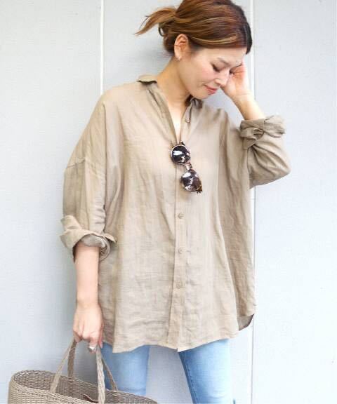 ドゥーズィエムクラス WIDE LINEN シャツ ベージュ Deuxieme Classe_画像1