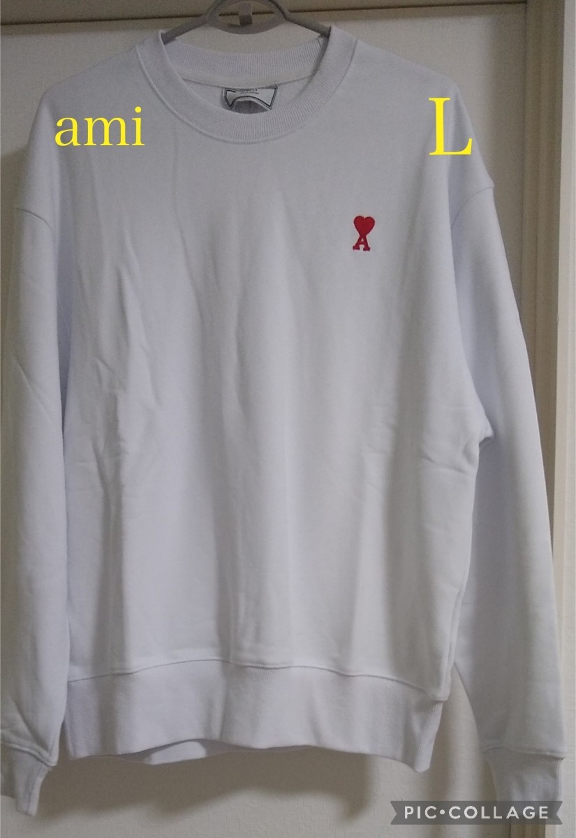 アミパリス ロングTシャツ 白(クリーム色)×赤マーク Lサイズ トップス 