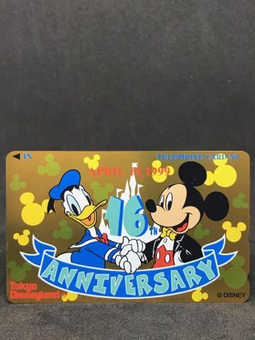 831[東京ディズニーランド16周年記念]未使用テレホンカード ミッキーマウス、ドナルドダック 1999_画像3