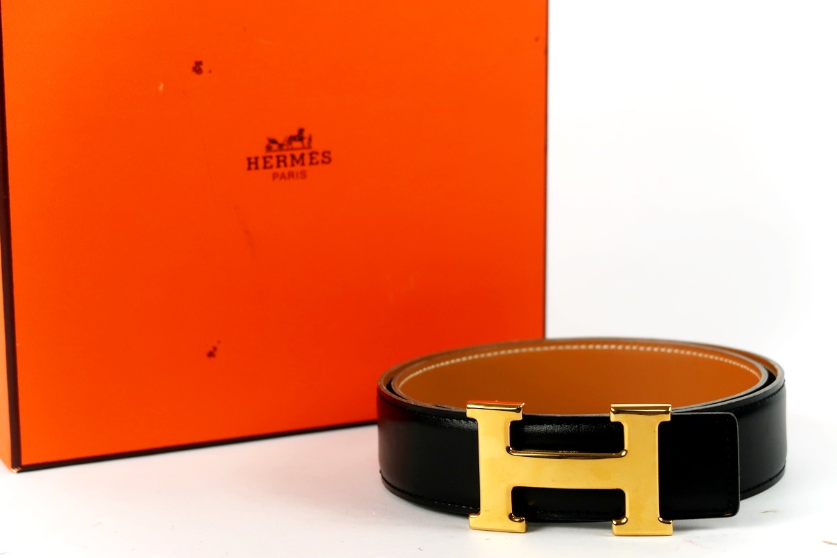 【超美品】HERMES エルメス H ベルト コンスタンス ゴールドバックル リバーシブル 75 高級レザー 〇Y刻【KM21】_画像1