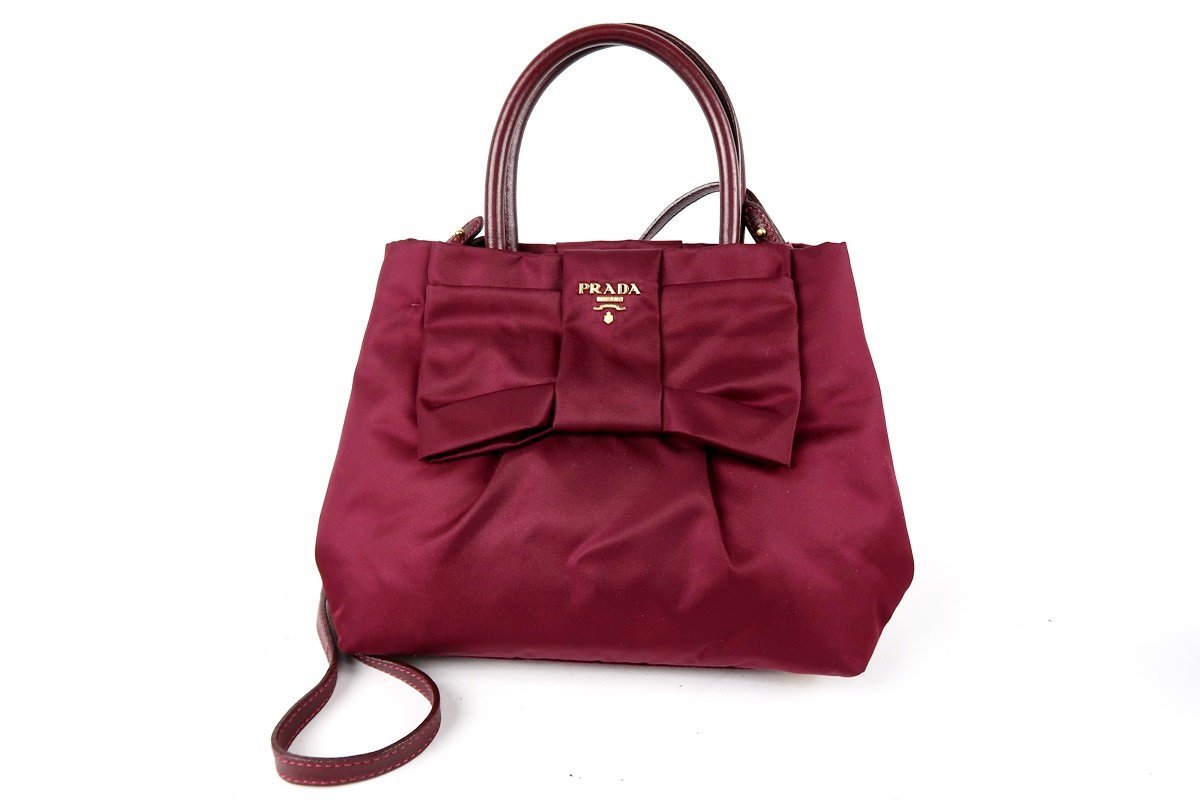予約】 【超美品】PRADA プラダ ボルドー系【ML34】 ハンドバッグ 2WAY