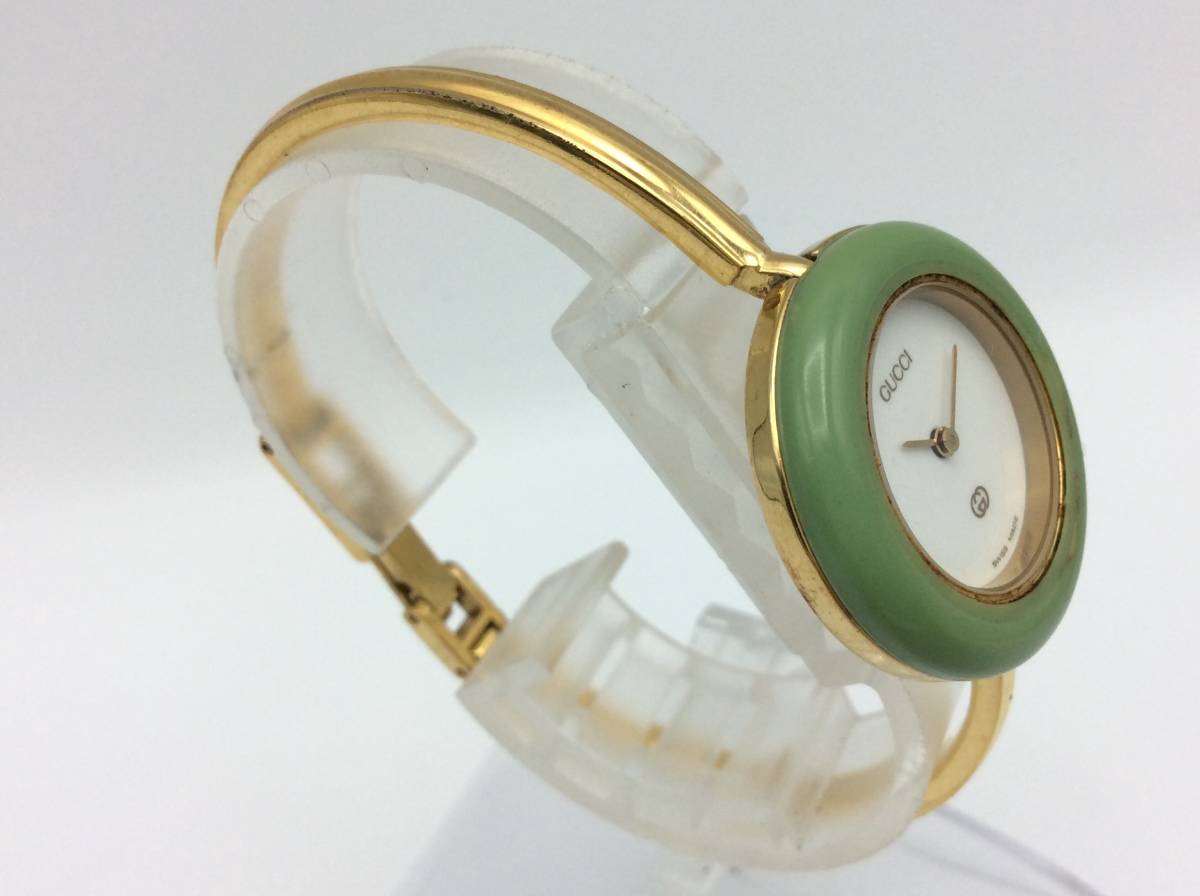 C42♯【QZ/電池交換済】稼働 箱有 グッチ 腕時計 11/12 チェンジベゼル