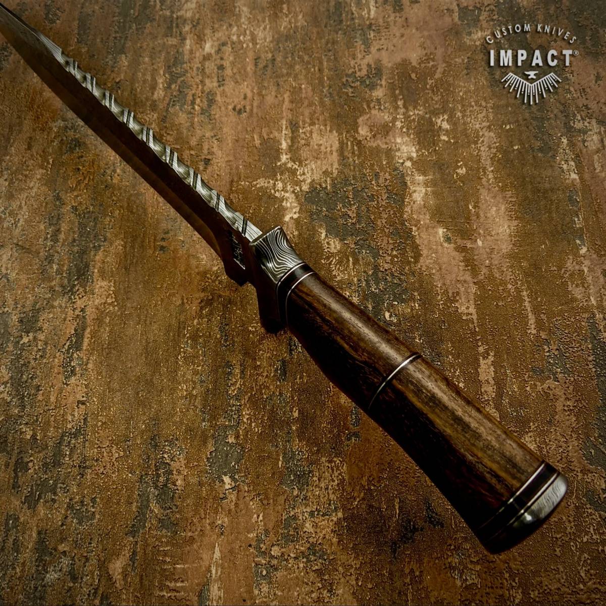 ☆全長42.7cm イギリス IMPACT製 ダマスカス鋼 ナイフ カスタム ☆全長42.7cm イギリス IMPACT製 ダマスカス鋼 ナイフ カスタム