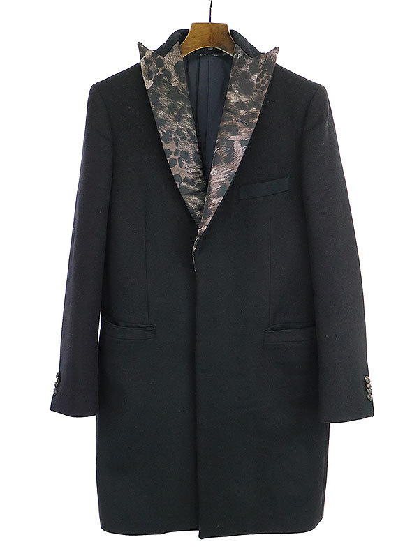 Paul Smith ポールスミス 2011AW ピークドラペルデザインウールチェスターコート ブラック M メンズ