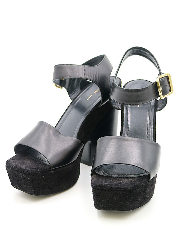 CELINE セリーヌ アンクルストラップレザーサンダル ブラック 36.5