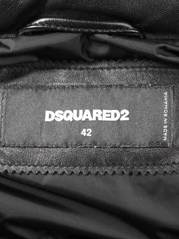 DSQUARED2 ディースクエアード レザーダウンベスト ブラック 42 メンズ_画像4