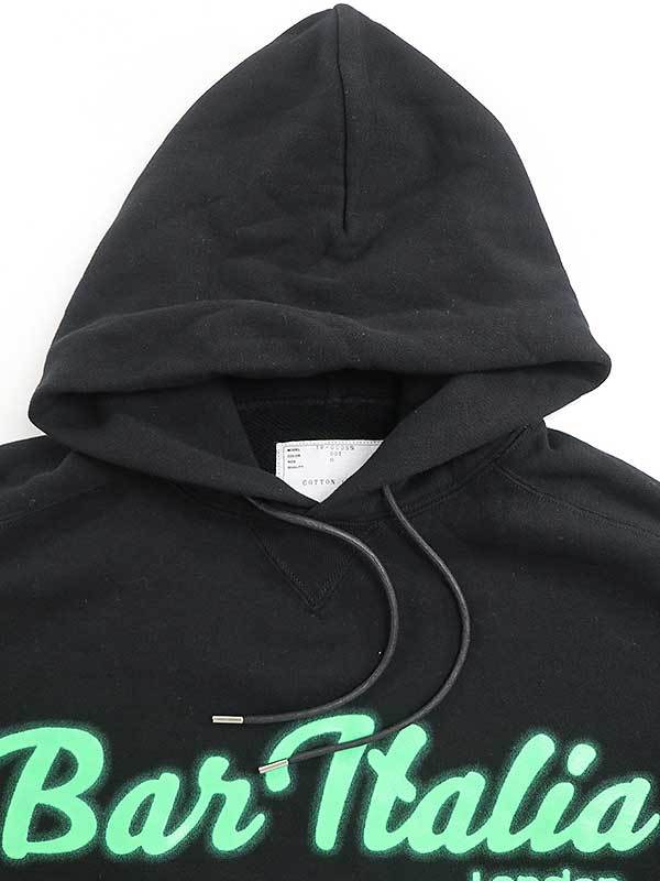 sacai サカイ 19AW Bar Italia Hoodie プルオーバーパーカー ブラック