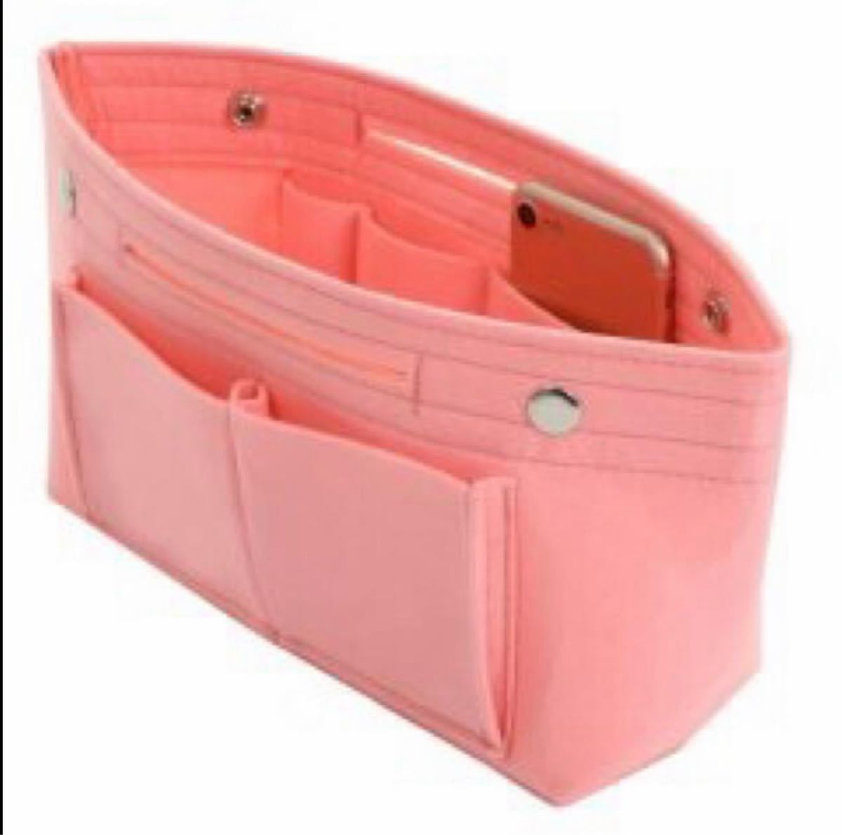 フェルト製 バッグインバッグ ピンク　収納 整理 ポケット トートバッグ  インナーバッグ 大容量 収納バッグ 軽量バッグ ポーチ