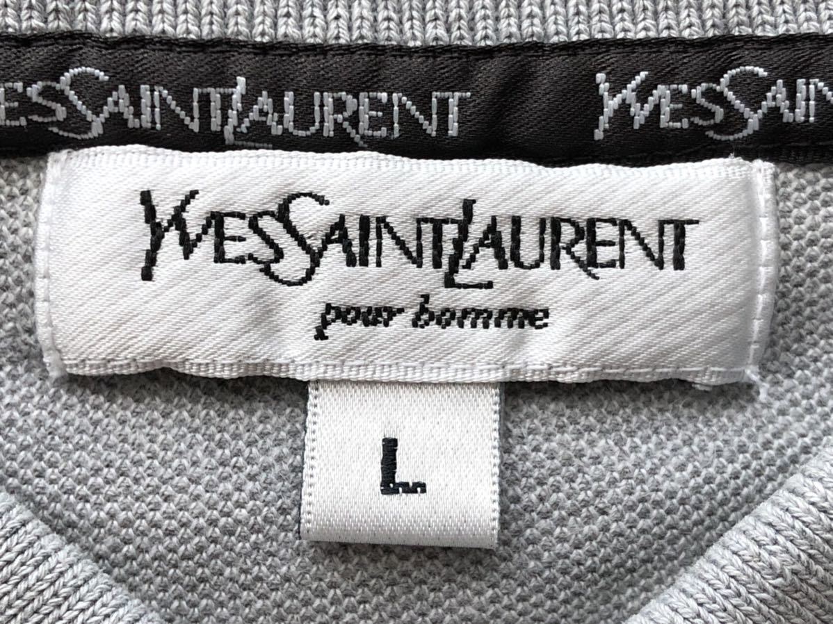 90s イヴサンローラン 鹿の子 ライン ポロシャツ 日本ライセンス　　正規品 プールオム YSL Yves Saint Laurent オールド vintage 玉5899_画像3