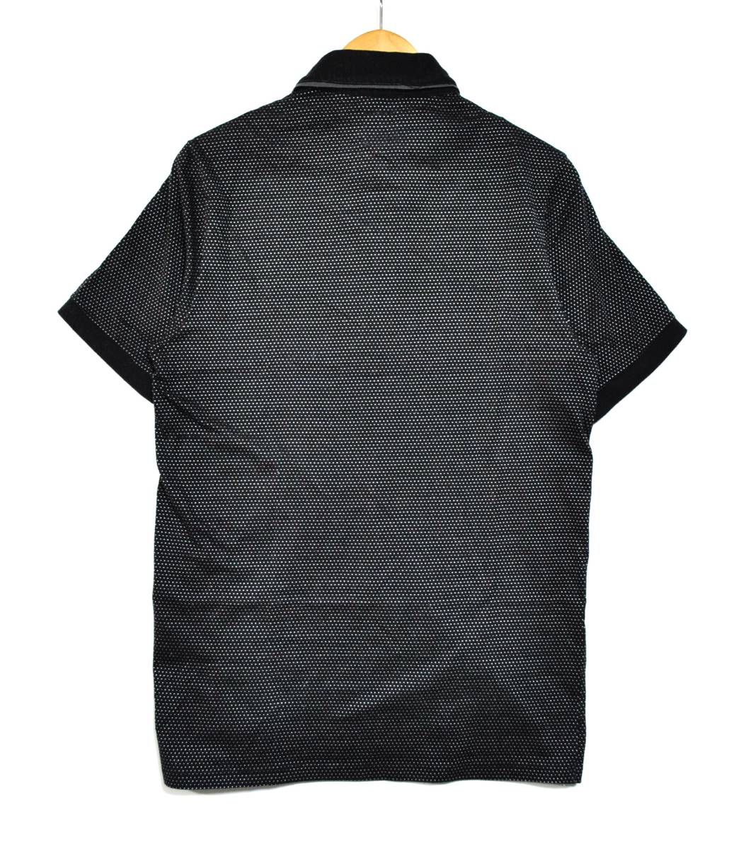 即決【CK CALVIN KLEIN】カルバンクライン 総柄ポロシャツ 黒 M 古着良品_画像2