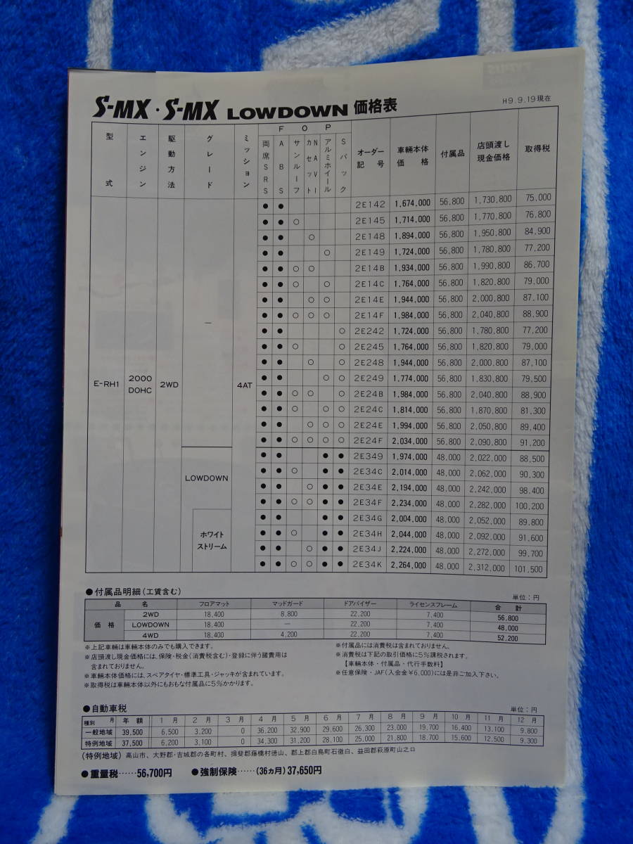 ホンダSM-Xカタログ 1997年9月 価格表付き_画像9