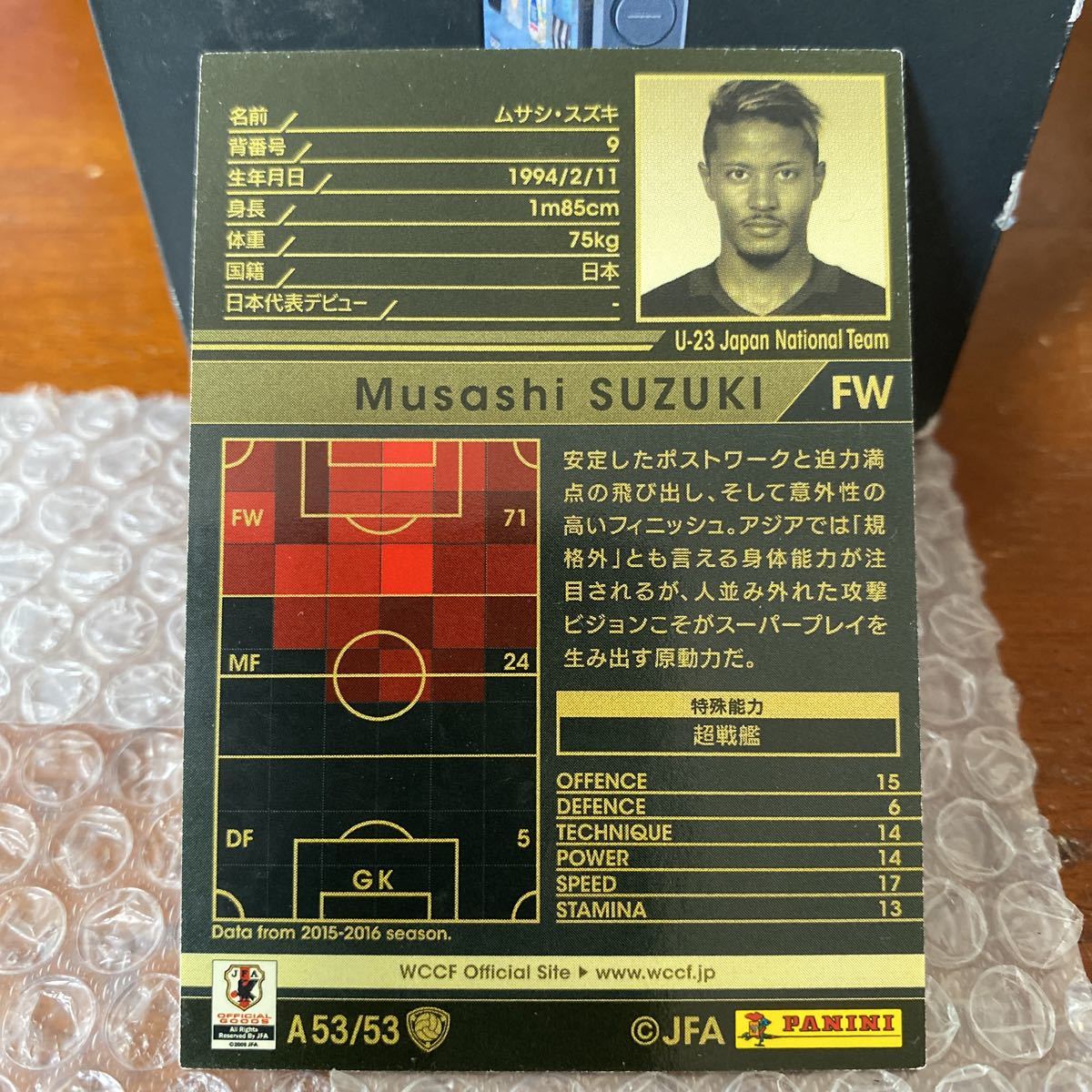 ◆WCCF 2015-2016 ムサシ・スズキ Musashi SUZUKI U-23 Japan national team◆_画像2