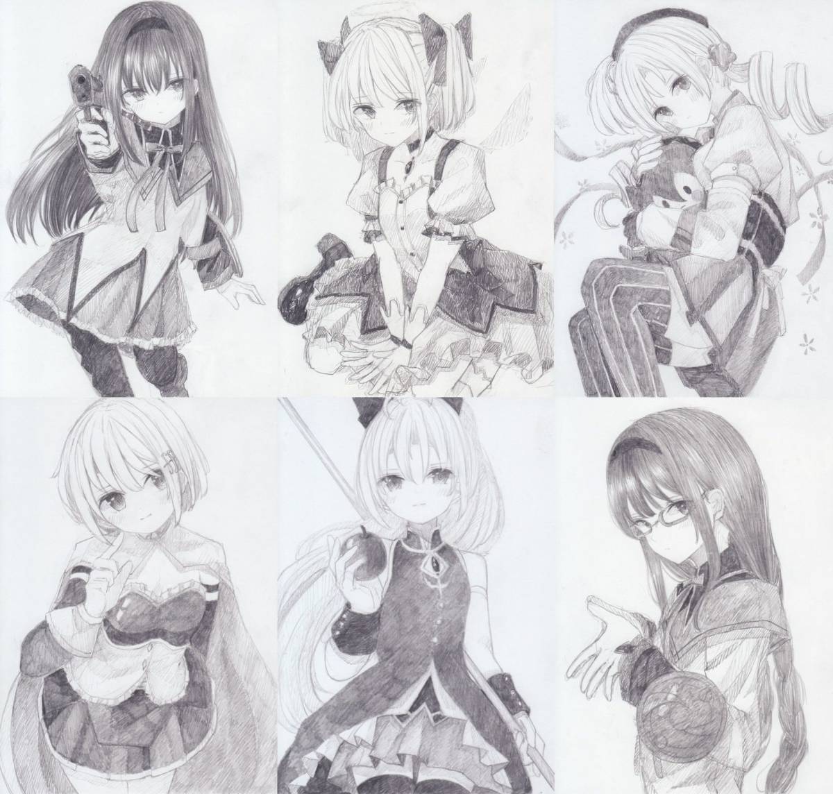 手描きイラスト★ ☆A5同人手描きイラスト6枚組☆「魔法少女まどか☆マギカ
