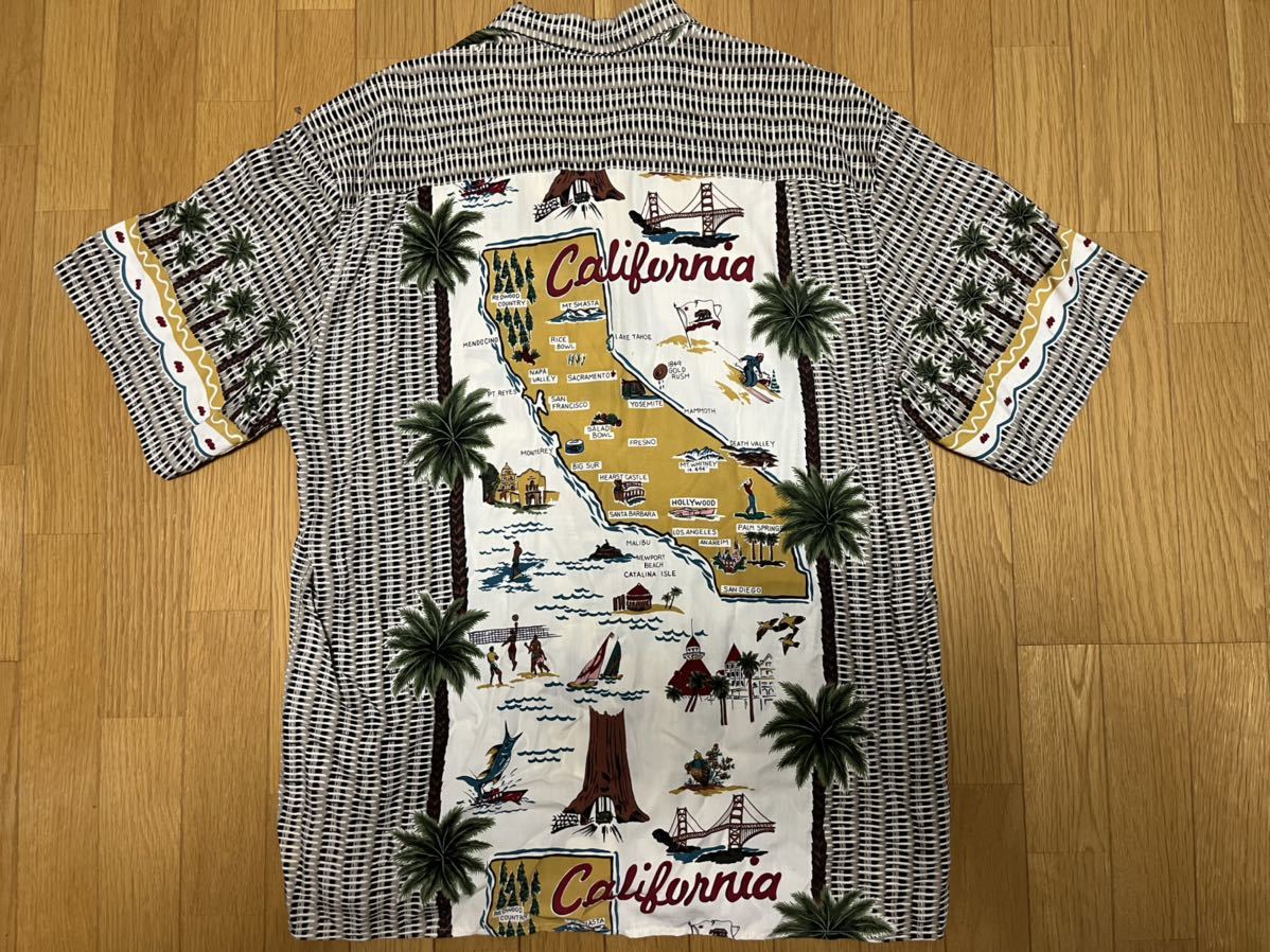 送料230円 Reyn Spooner レインスプーナー アロハシャツ アロハ California カリフォルニア ダイヤモンドヘッドタグ XL ヴィンテージ_画像2